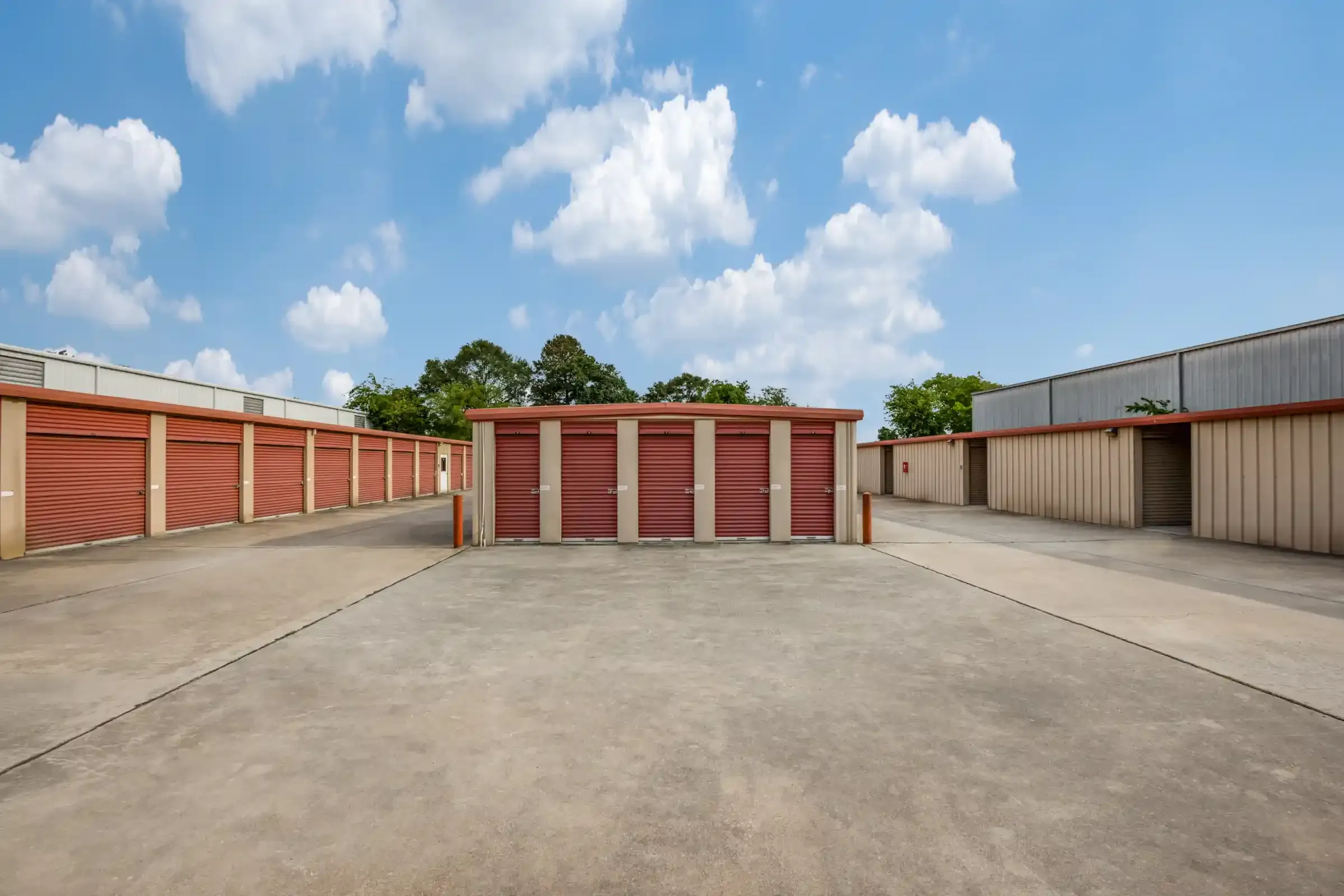row of storage units with drive up access