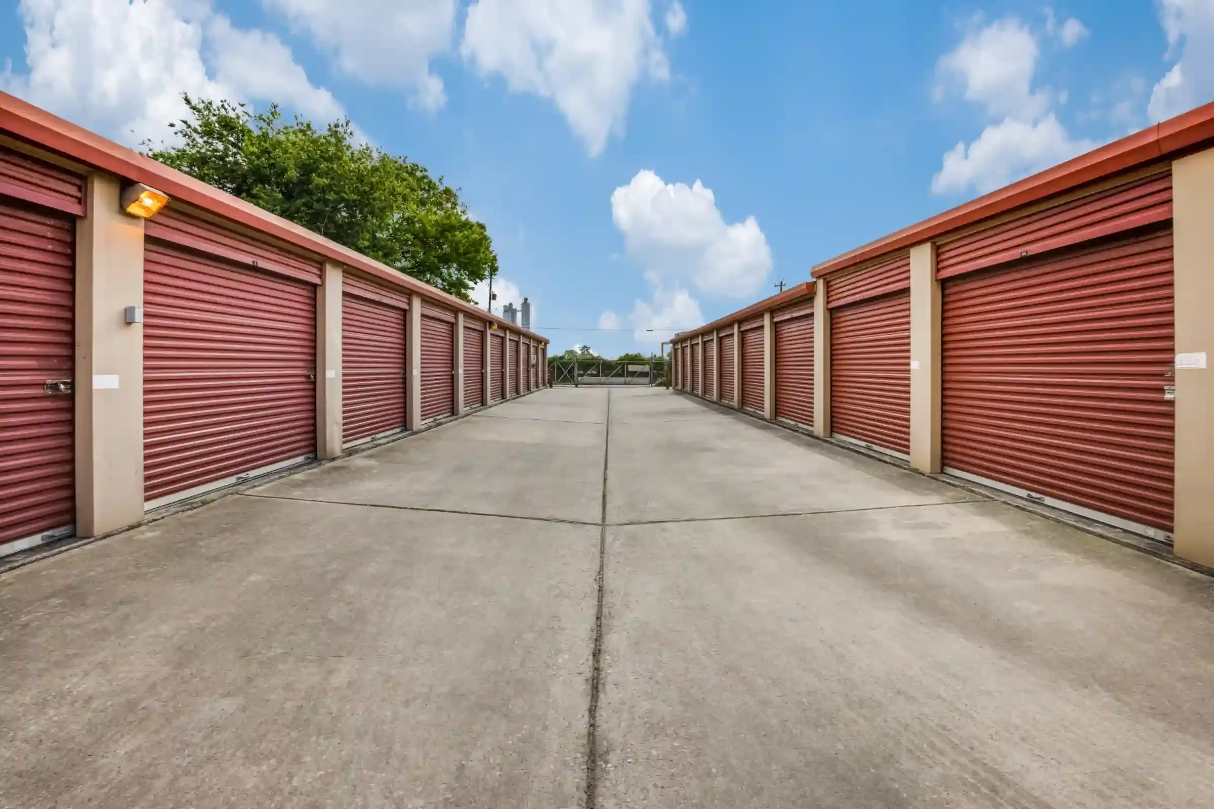 row of storage units with drive up access