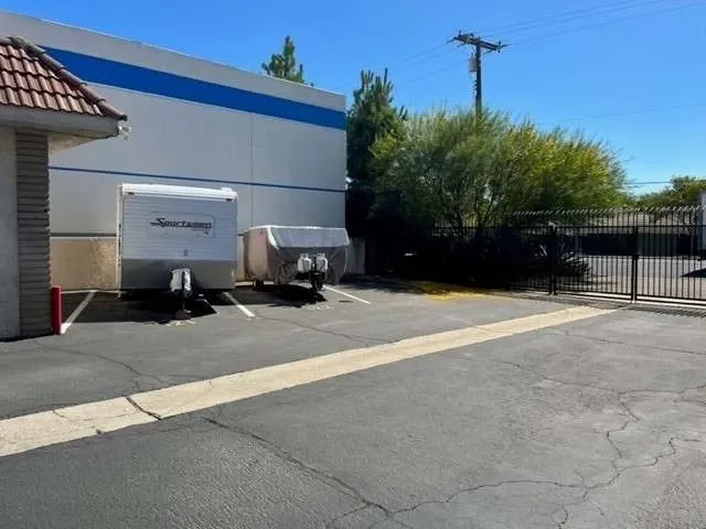 row of drive up storage units