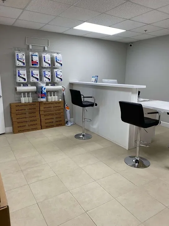 self storage office with packing supplies