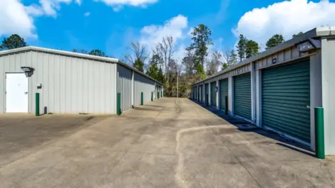 row of storage units with drive up access