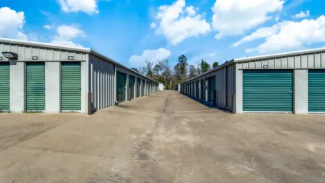 row of storage units with drive up access