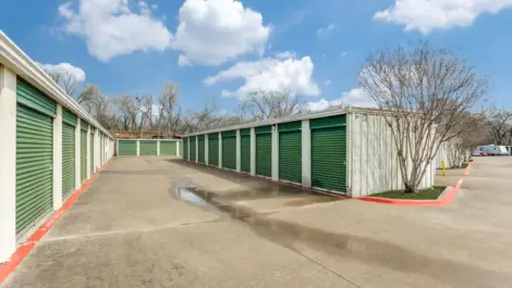 row of storage units with drive up access