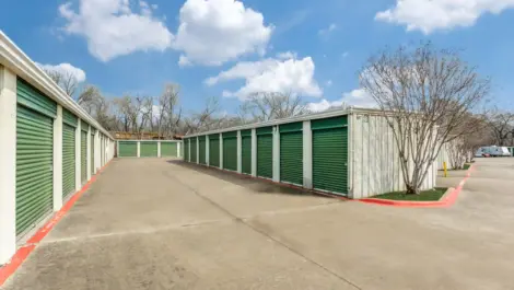 row of storage units with drive up access