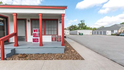 self storage facility office with packing supplies